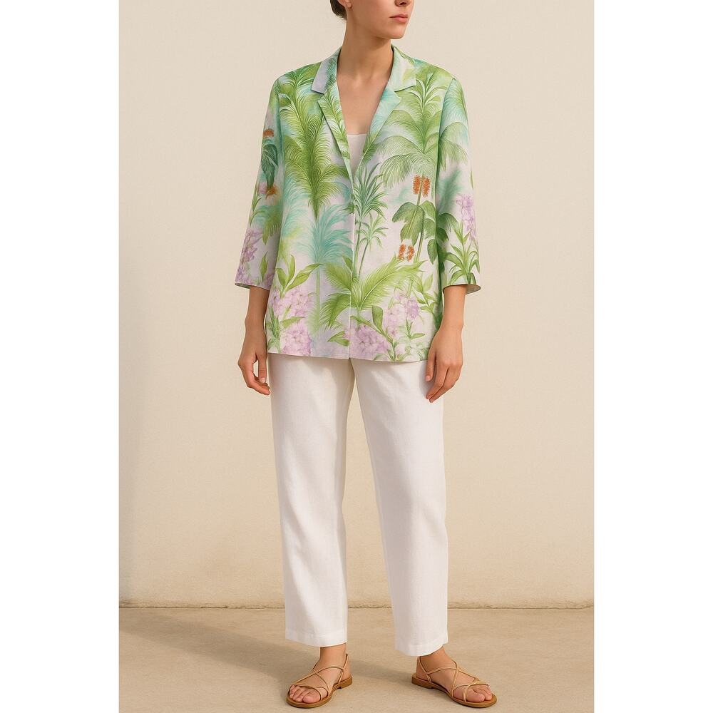 Beppe Spadacini Vintage Italy Como Tropical Print Top Shirt Size 42 Resort